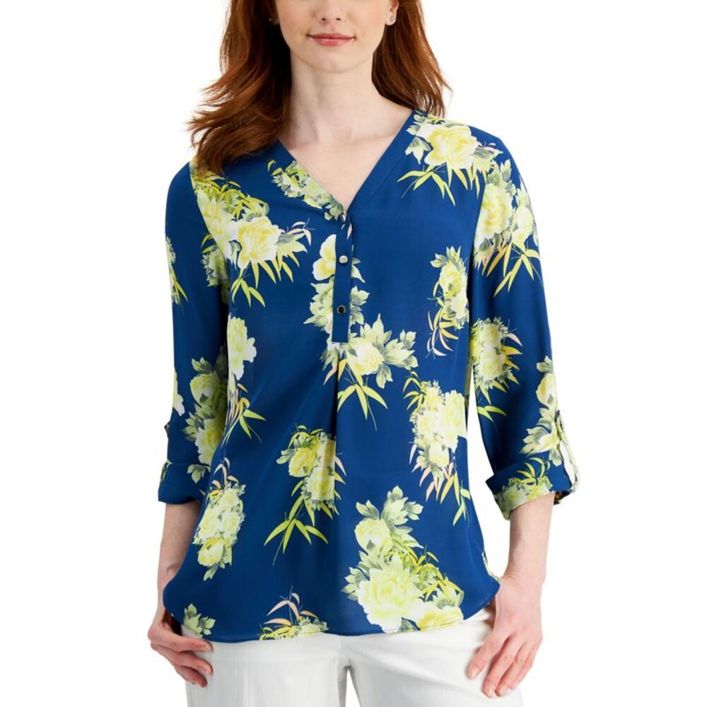 JM Collection Womens Floral Utility Top